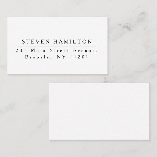 エレガント白黒ミニマルシンプルプロフェッショナル 名刺 (正面/裏面)