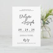 エレガント白黒ミニマル写真結婚の 招待状 (スタンド正面)