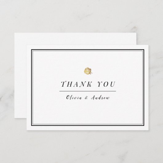 エレガント白黒ミニマル感謝してい者 サンキューカード (正面/裏面)