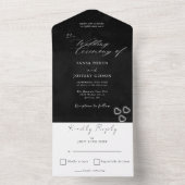 エレガント白黒ミニマル結婚リスト オールインワン招待状 (内側)