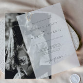 エレガント白黒ミニマル結婚リスト ベラム紙招待状