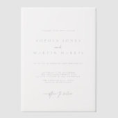 エレガント白黒ミニマル結婚リスト ベラム紙招待状 (正面)