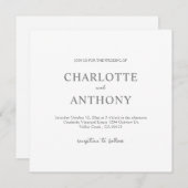 エレガント白黒ミニマル結婚リスト 招待状 (正面/裏面)