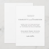 エレガント白黒ミニマル結婚リスト 招待状 (正面/裏面)