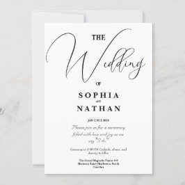 エレガント白黒ミニマル結婚リスト 招待状