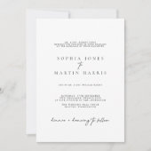 エレガント白黒ミニマル結婚リスト 招待状 (正面)