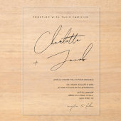 エレガント白黒ミニマル結婚主義時代 アクリル招待状 (正面)