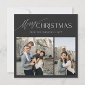 エレガント白黒ミニマル3写真クリスマス シーズンカード (正面)