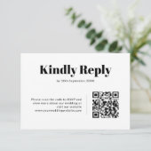 エレガント白黒ミニマルQRコード結婚s 出欠カード (スタンド正面)