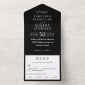 エレガント白黒ミニマ結婚リスト オールインワン招待状 (内側)