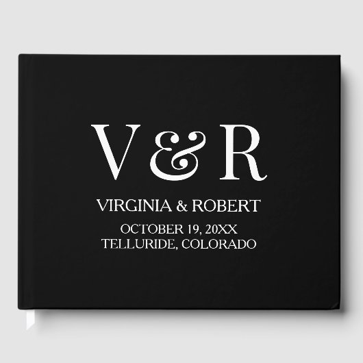 エレガント白黒ミニマ結婚リスト ゲストブック (正面)