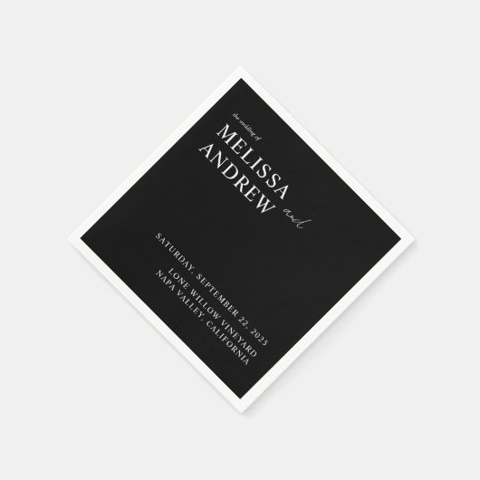 エレガント白黒ミニマ結婚リスト スタンダードカクテルナプキン (角)