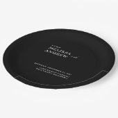 エレガント白黒ミニマ結婚リスト ペーパープレート (アングル)