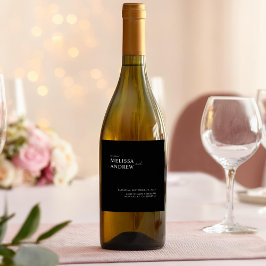 エレガント白黒ミニマ結婚リスト ワインラベル