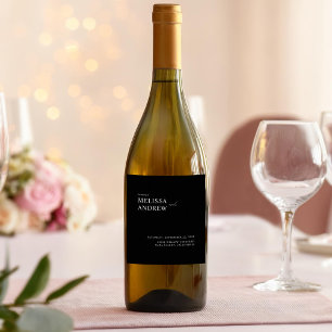 エレガント白黒ミニマ結婚リスト ワインラベル