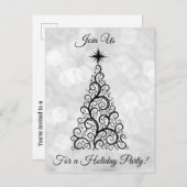 エレガント白黒モダンクリスマス インビテーションポストカード (正面/裏面)