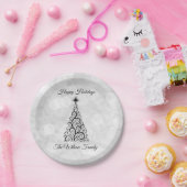 エレガント白黒モダンクリスマス ペーパープレート (パーティー)