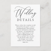 エレガント白黒モダン結婚詳細 エンクロージャーカード (正面)