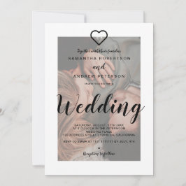 エレガント白黒モダン重ね合わせ写真 招待状