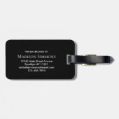 エレガント白黒モノグラムのスクリプスタイリッシュト名 ラゲッジタグ (裏面横)