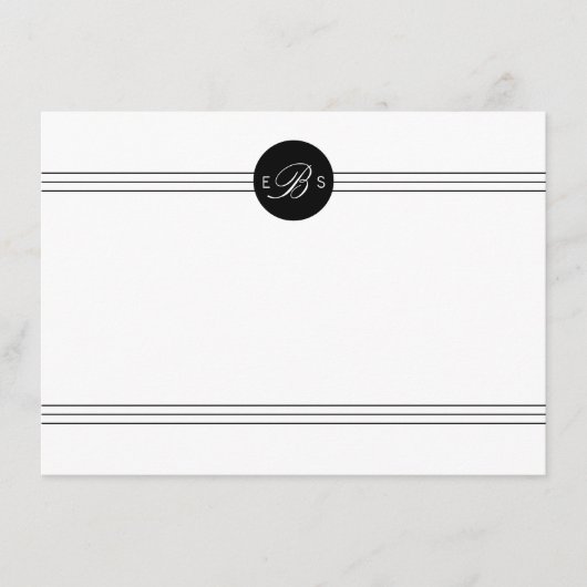 エレガント白黒モノグラムカスタム文具 ノートカード (正面)