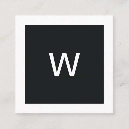 エレガント白黒モノグラムコンサルタント スクエア名刺 (正面)