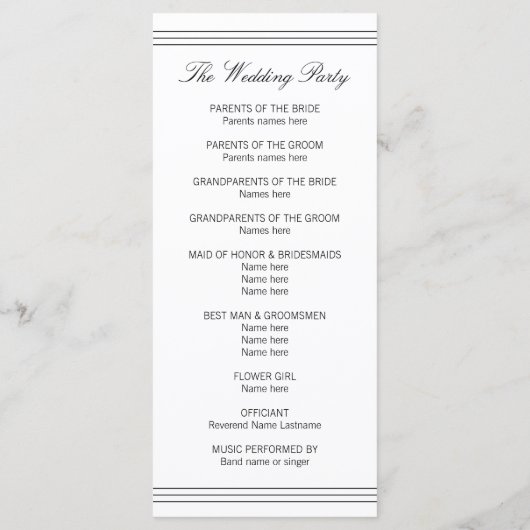 エレガント白黒モノグラムプログラムラックカード プログラム (裏面)