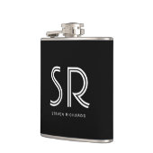 エレガント白黒モノグラム名 フラスク (左)