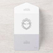 エレガント白黒モノグラム結婚ズ オールインワン招待状 (外側)