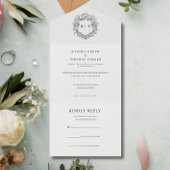 エレガント白黒モノグラム結婚ズ オールインワン招待状