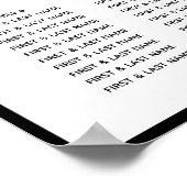 エレガント白黒モノグラ結婚ムの座席表 ポスター (角)