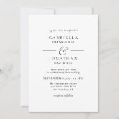 エレガント白黒モノグ結婚ラム 招待状 (正面)