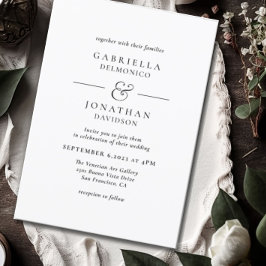 エレガント白黒モノグ結婚ラム 招待状