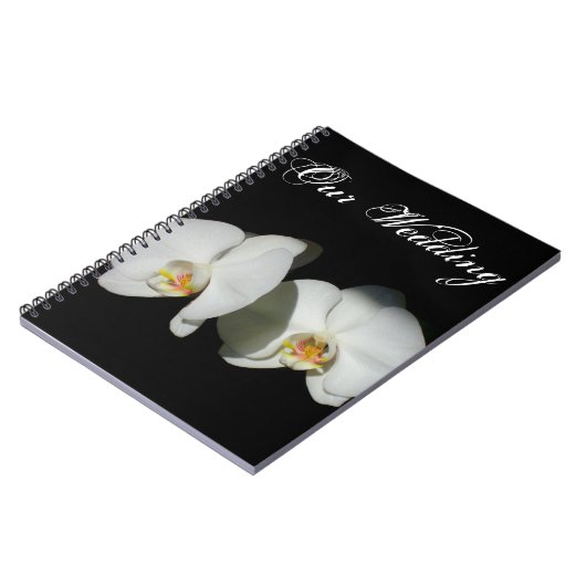 エレガント白黒ランのロマンチック花模様 ノートブック (左側)