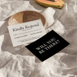 エレガント白黒レトロヴィンテージユニーク結婚の 出欠カード