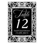 エレガント白黒レ結婚ース表番号カード テーブルナンバー (正面)