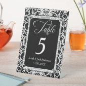 エレガント白黒レ結婚ース表番号カード 台座サイン (インサイチュ)