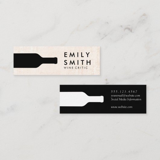 エレガント白黒ワインボトル スキニー名刺 (正面/裏面)