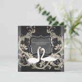 エレガント白黒ヴィンテージ婚約 招待状 (スタンド正面)