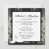 エレガント白黒ヴィンテージ婚約 招待状 (裏面)