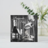 エレガント白黒仮装パーティー 招待状 (スタンド正面)