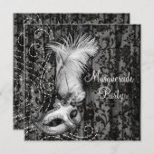 エレガント白黒仮装パーティー 招待状 (正面/裏面)