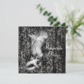 エレガント白黒仮装パーティー 招待状 (スタンド正面)