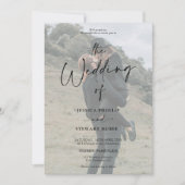 エレガント白黒全て1枚の写真結婚の 招待状 (正面)