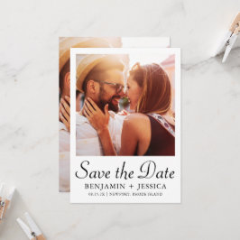 エレガント白黒写真ウェディング日付の保存