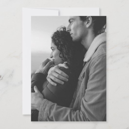 エレガント白黒写真シンプルモダン結婚の 招待状 (裏面)