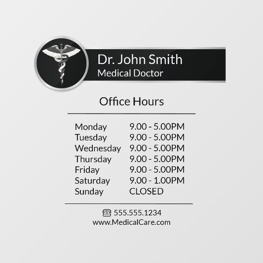 エレガント白黒医学部開館時間 ウィンドウサイン (シート)