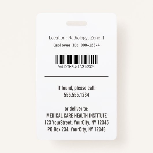 エレガント白黒医用Caduceus写真ID バッジ (裏面)