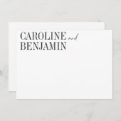 エレガント白黒名前をカスタムする結婚文房具 ノートカード (正面/裏面)