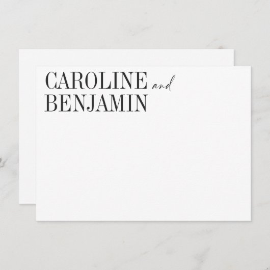 エレガント白黒名前をカスタムする結婚文房具 ノートカード (正面/裏面)